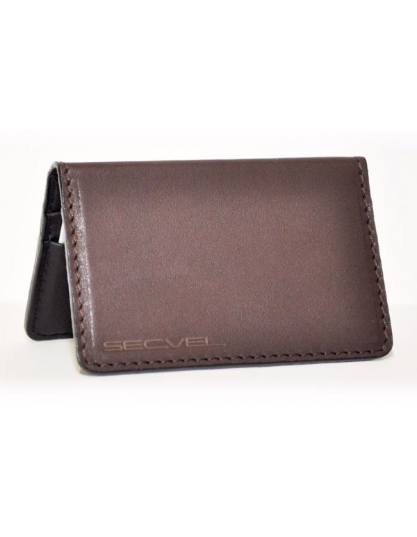 Card protection wallet Genuine leather dark brown